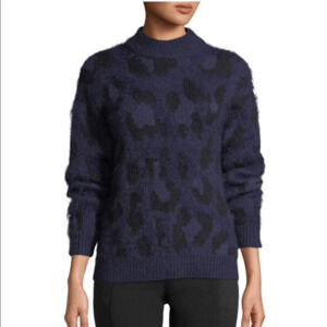 Kate Spade Wild Ones Purple Lepoard Alpaca and Wool Blend Sweater XXS